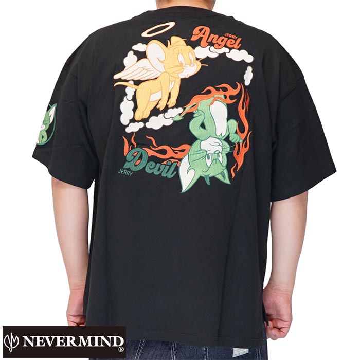 NEVER MIND ネバーマインド トムとジェリー コラボ Tシャツ メンズ エンジェル デビル TJN-2621 送料無料｜和柄 ジーンズプラザ摩耶葛西店