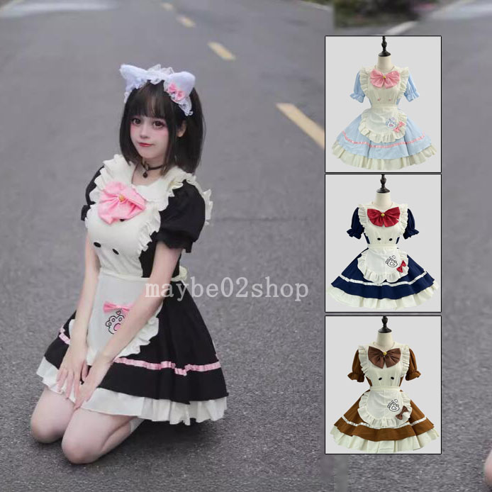 【楽天市場】レディースメイド服 ミモレ丈ワンピース猫娘 猫爪 喫茶店萌え萌え 髪飾り Lolitaミモレ丈 ロリータ ワンピースメイド お姫様 ...