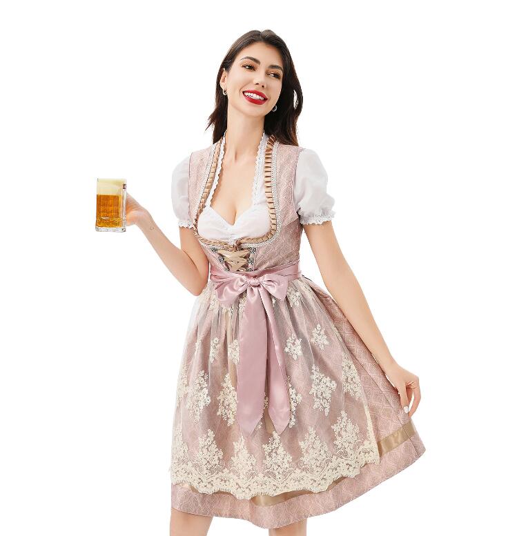 ドイツ風メイドドレス ビールガール衣装 メイド服衣装 可愛い衣装 ハロウィン コスプレ 衣装 レースエプロン Lolita メイド服 コスチューム ミモレ丈スカート メイドコス エプロンドレス可愛い お姫様 民族風 パフォーマンス 余興 コスプレ衣装 キッズ ジュニア