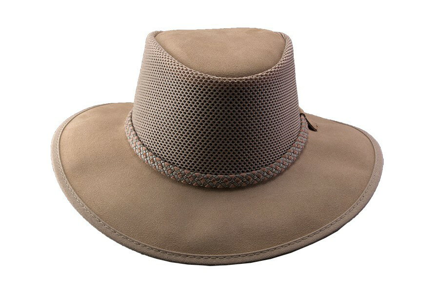 【無料ラッピング対象】【Head'n Home】 Sol air - No.62-130000 Breeze カラー： Bark USA アメリカ製 皮（動物性） 紳士 メンズ 淡茶 ウエスタン あごヒモ付き パット付き UVカット UPF50 折り畳み 軽量 ナイロンメッシュハンドメイド テンガロンハット