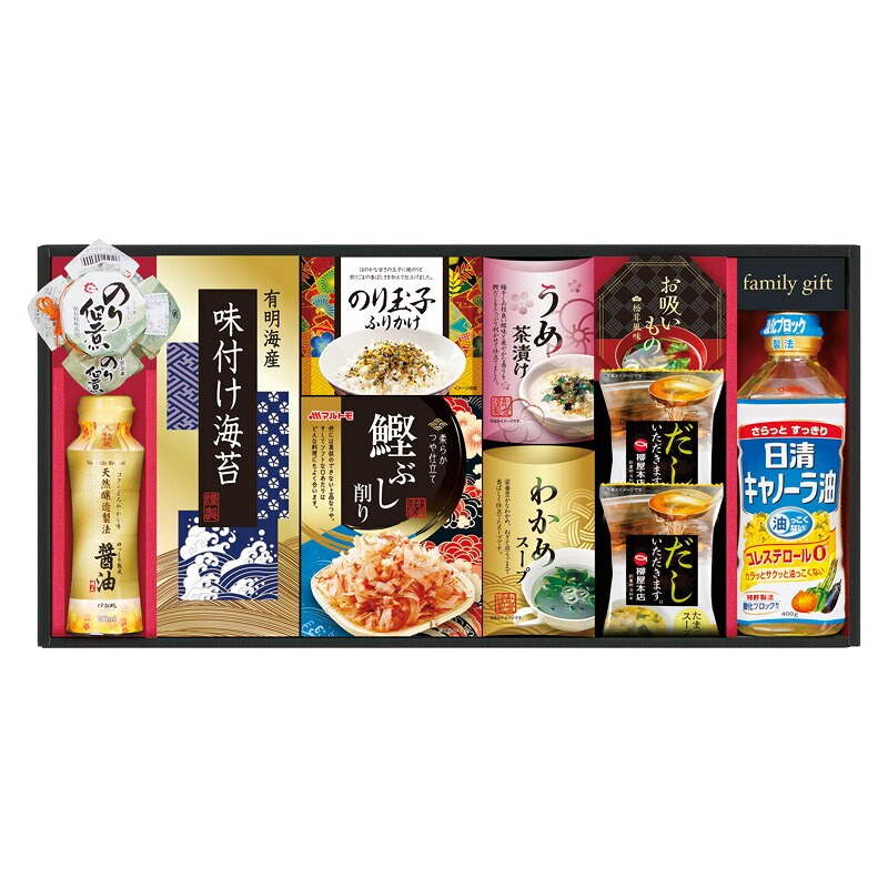 日清オイリオ食卓詰合せ 送料無料 のし包装無料 メッセージカード 名入れ 調味料 食品 ギフト 内祝い お返し お祝い 御礼 出産 結婚 新築 内祝 快気祝 香典返し 満中陰志 法事のお返し 法事 返礼品 引出物 粗供養 海苔 油 醤油 佃煮 鰹節 茶漬 ふりかけ スープ 吸物 セット