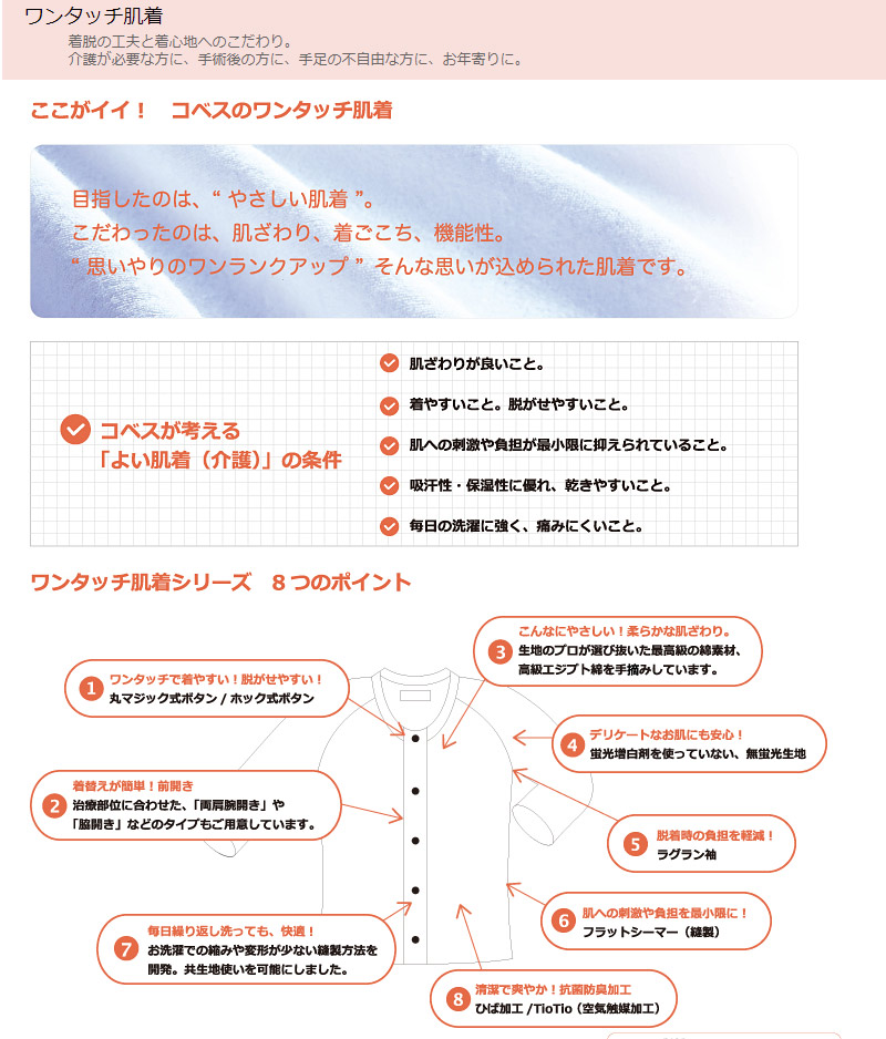 手術後や介護が必要な方の婦人レディース ワンタッチ肌着 肌ざわりの良い高級エジプト綿を使用 こだわりの日本製 両横開き ５分パンティー マジック式