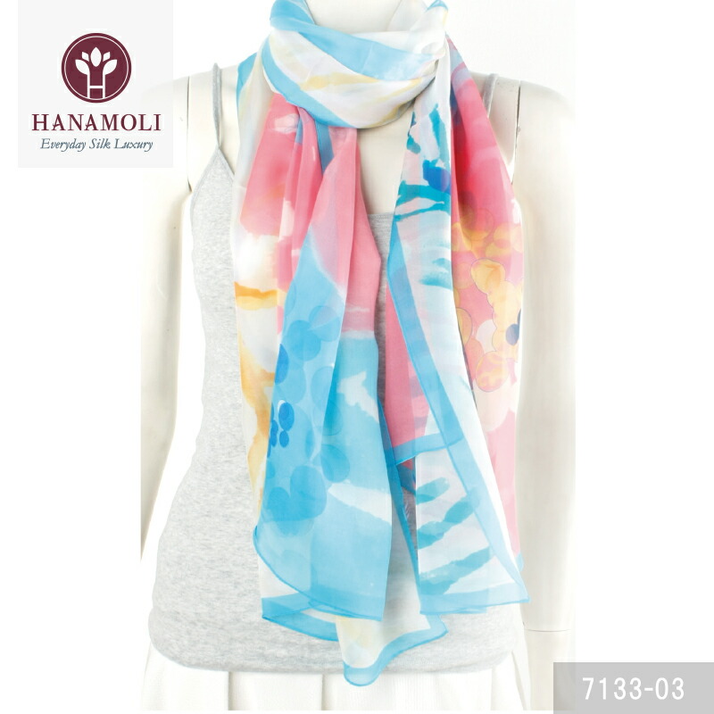 人気のセラスcrllus 178cm×64cm Silk100% シルクシフォンの爽やかなサマーショール シルクの優しい肌触り Ladys しっとりとした感触が心地よい 日本で企画し中国仕立ての中国製 気分爽快 美容保湿 だし mayuko Silk Collection