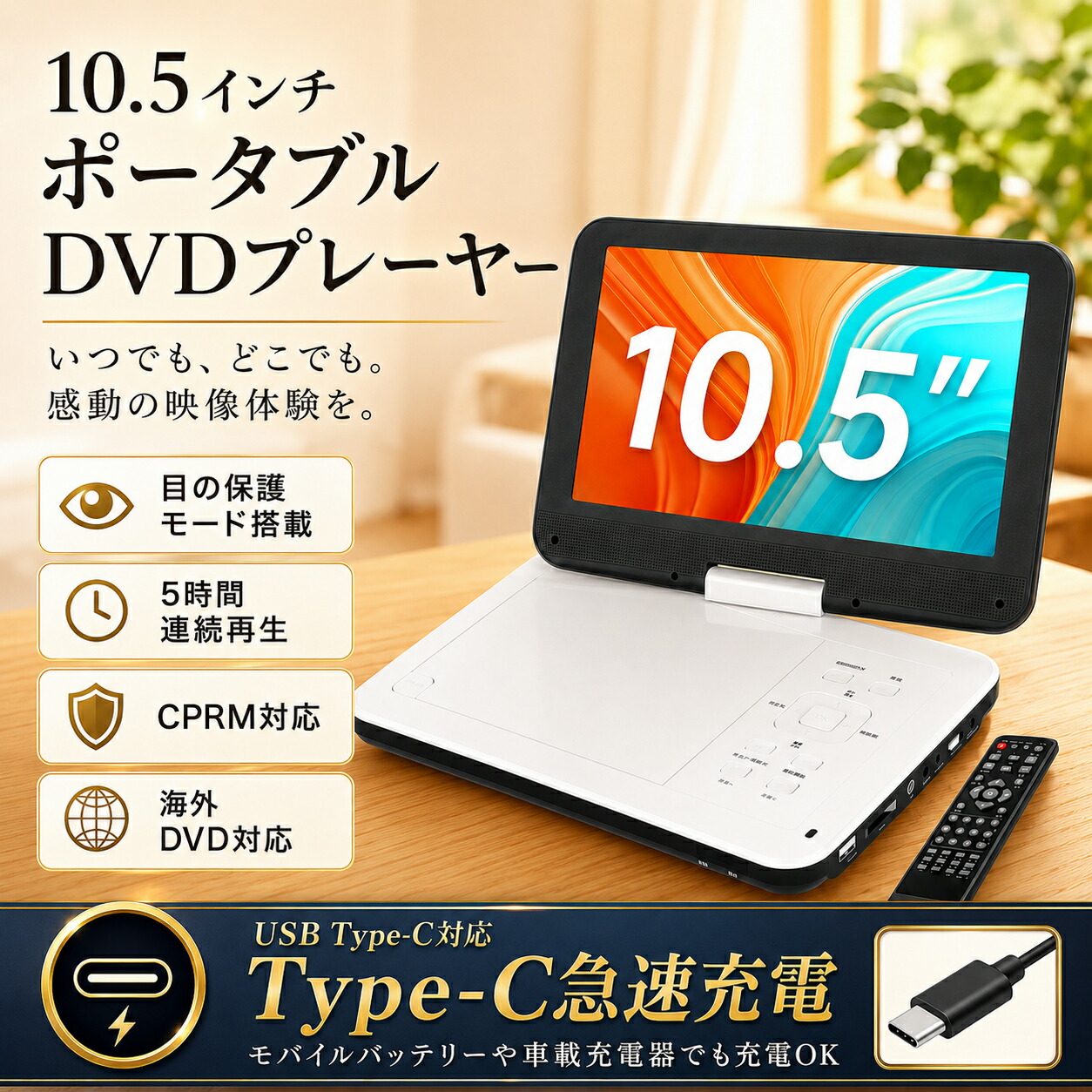★6/14迄制限事項400円OFF★【携帯型dvd楽器演奏者 12.5型 【2年引き受ける】【type-c手っとり早い申し受ける 目の保護すること流行り物積み上げる】10.5in液晶 シーディー楽器演奏者 5第四次元年代順の継続生まれ変わり dvd楽器演奏者 270°回転させる CPRM相応う レジューム役立つこと SD歌留多/USBに相応う 取りまわし飾り気の無い 持ちはこぶ 軽さ 赤ちゃん/お年老い向け