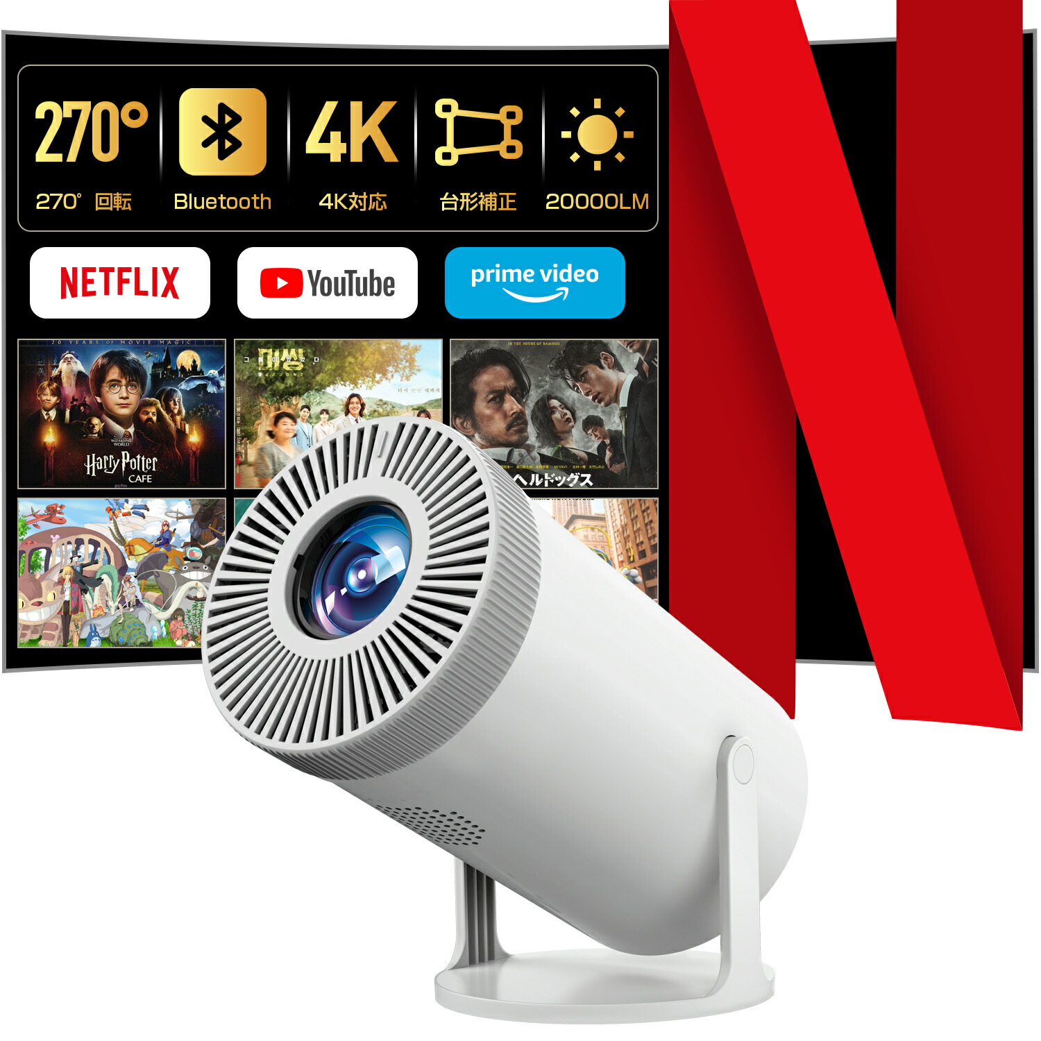 楽天市場】【360°回転可能】Jimveo プロジェクター 天井投影 家庭用