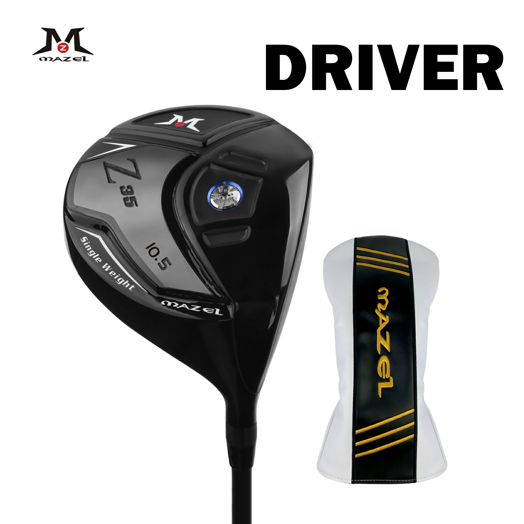 MAZEL ドライバー 二代Z35 ゴルフクラブ mazelgolf ゴルフ カーボンシャフト 右利き用 メンズ フレックス S R ロフト角 10.5度 ゴールド ブラック ルール適合|MAZELGOLF