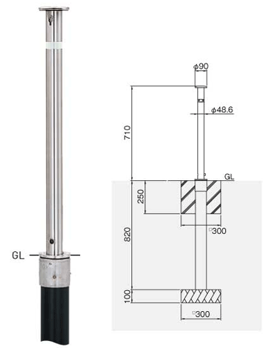 楽天市場】【帝金】バリカー 上下式スタンダード KS-22 取替用支柱