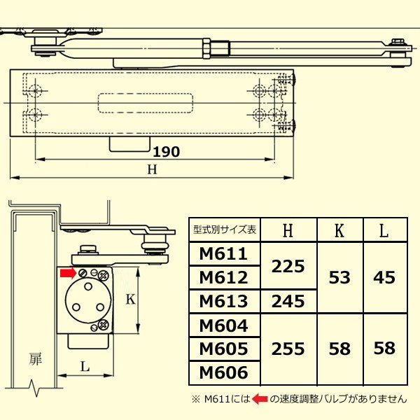 楽天市場 Miwa ドアクローザー M613正規付けタイプ Mc色 交換用本体 M603 M803互換 マニアックホームセンター