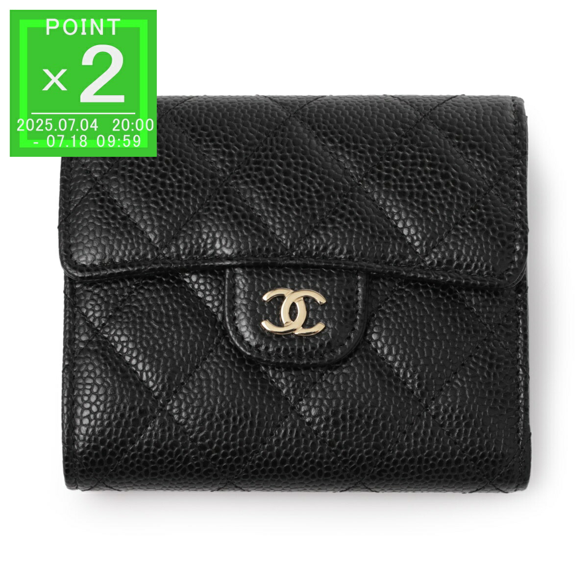 楽天市場】CHANEL シャネル 三つ折り財布 SO BLACK AP0229