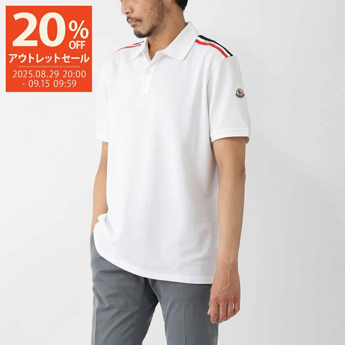 正規品　モンクレール　半袖　ポロシャツ　MONCLER 　白 MONCLER モンクレール ポロシャツ レディース 半袖 コットン
