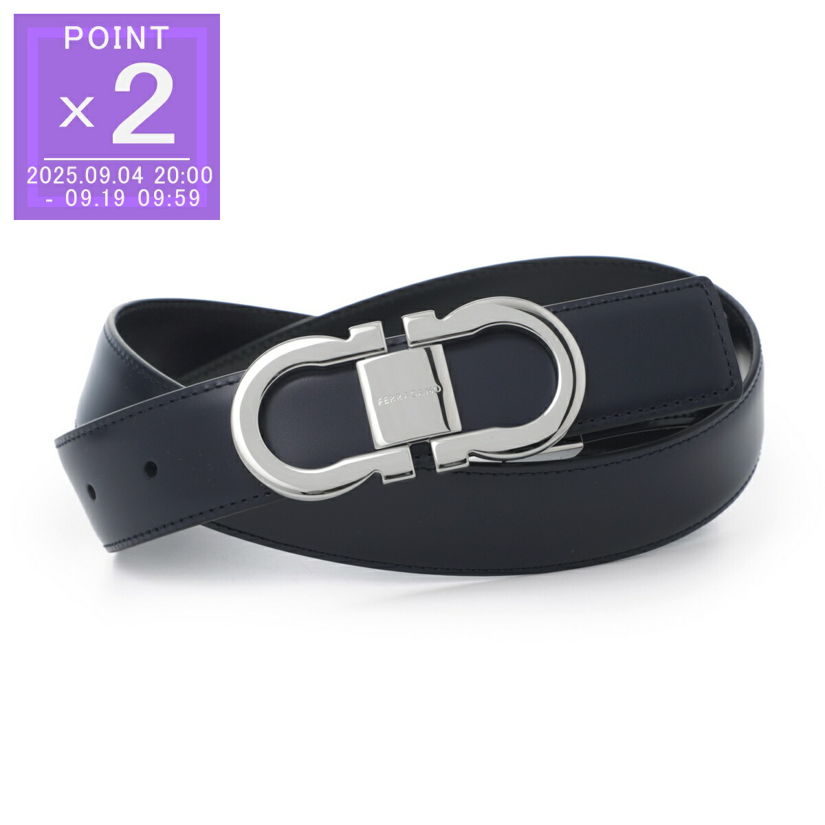 Ferragamo 黒 リボンデザイン ベルト FERRAGAMO フェラガモ リバーシブル ベルト レディース 23a565