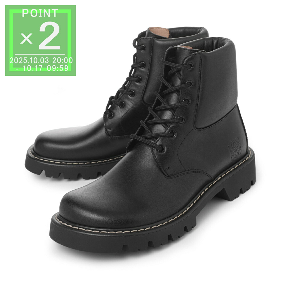 ‼️64%割引【Loewe/ロエベ】ΖIP BOOT BLACK 男女共用 美品 楽天市場】ロエベ LOEWE レースアップブーツ ブラック メンズ