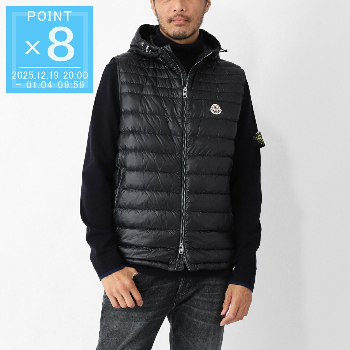 楽天市場】モンクレール MONCLER ダウンベスト ブラック メンズ 大きい