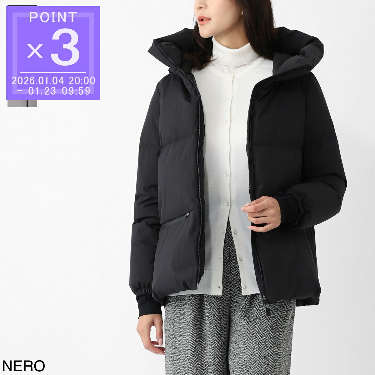 Herno ダウンジャケット 黒 44サイズ　Lサイズ HERNO（ヘルノ） HERNO PI00370DL 11106 ダウンジャケット レディース