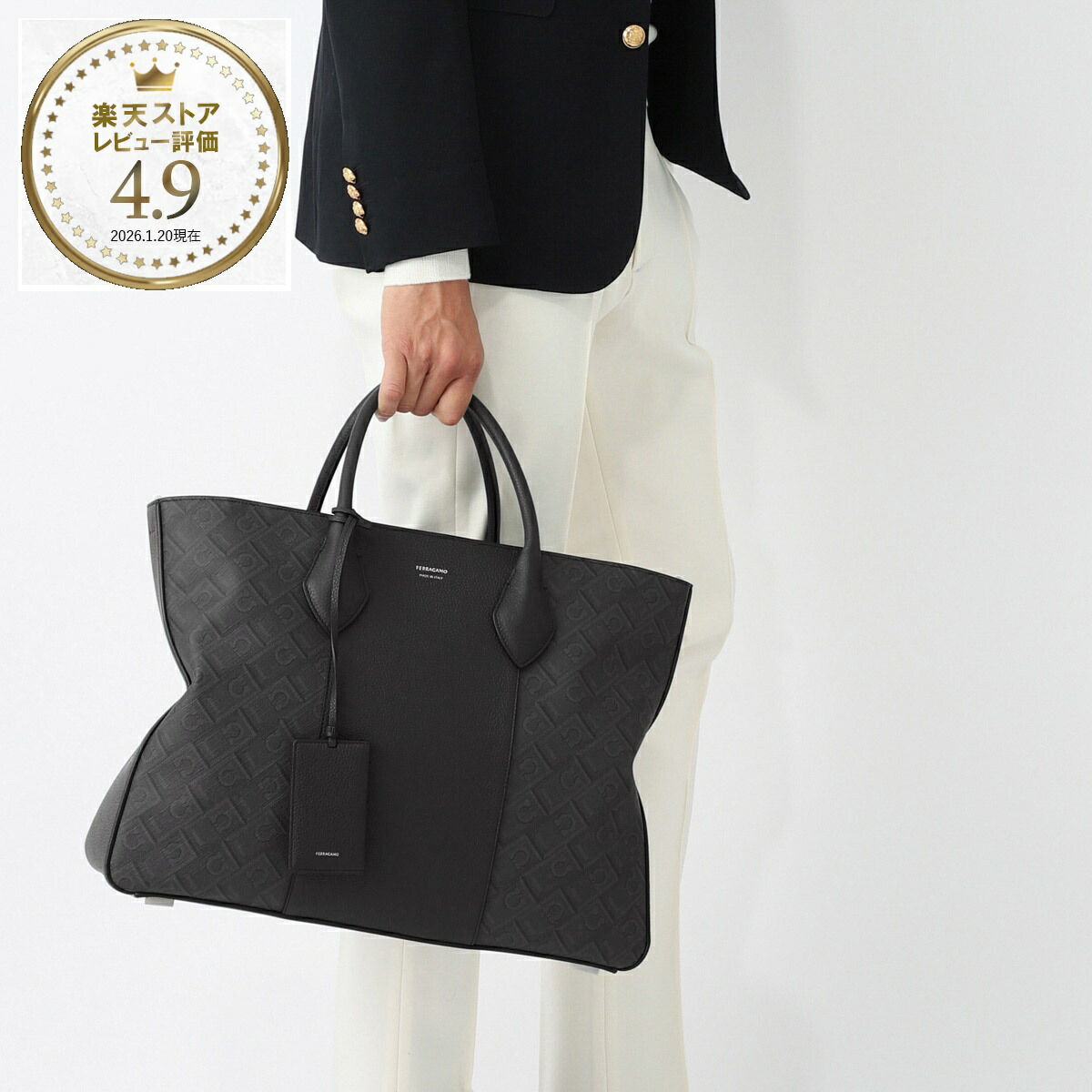 フェラガモ FERRAGAMO トートバッグ 2WAY ショルダーバッグ ブラック メンズ star 241410 779643 nero grigio【返品送料無料】 108,900円