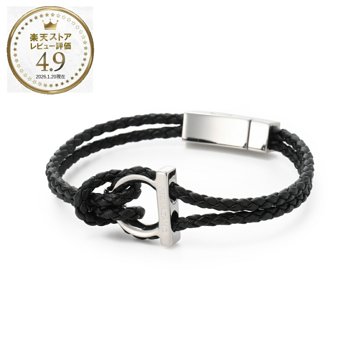 フェラガモ FERRAGAMO ブレスレット ブラック メンズ 770141 712417 black pldlucido GANCINI BRACELET【返品送料無料】