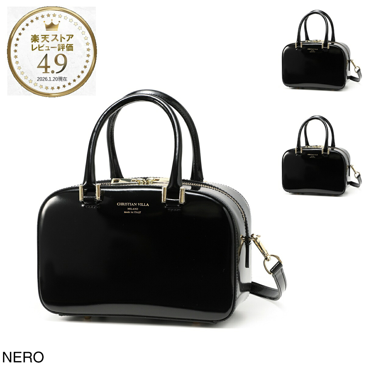 クリスチャン ヴィラ CHRISTIAN VILLA ボストンバッグ 2WAY レディース 6337 nero JANET MEDIUM【返品送料無料】