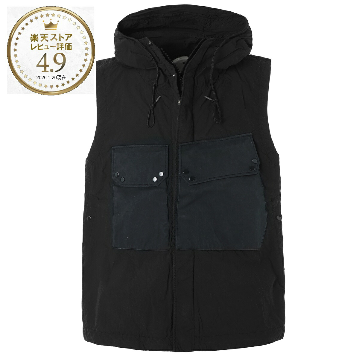 テンシー Ten c ベスト ブラック メンズ 大きいサイズあり mid layer 24ctcux01100 003780 999 MID LAYER HOODED VEST【返品送料無料】