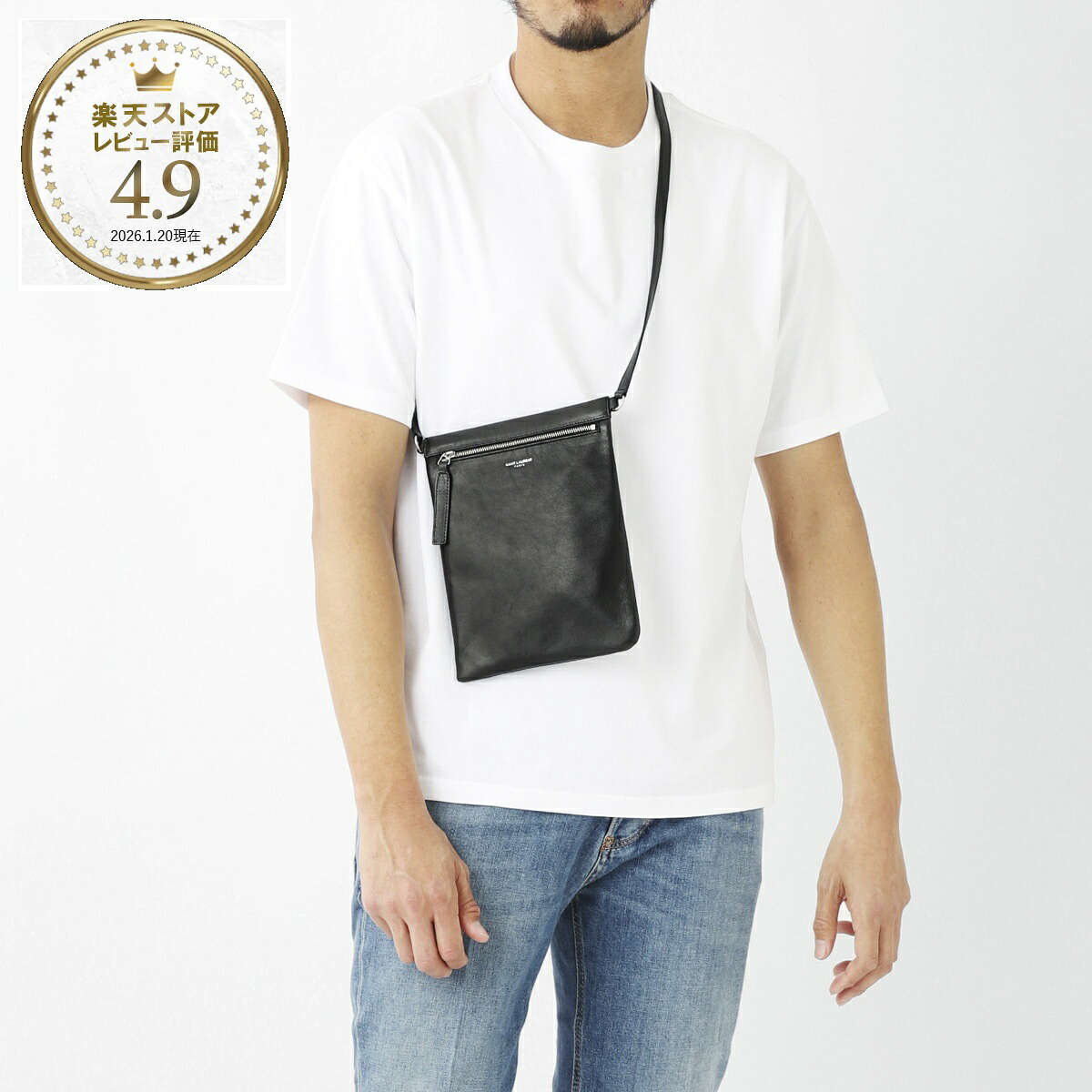 サンローラン SAINT LAURENT クロスボディバッグ ブラック メンズ 581697 1ge0e 1000 YSL BV FLAT SID CRSB REVLON【返品送料無料】