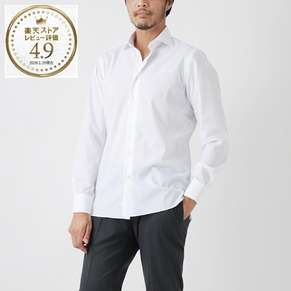 ボリエッロ BORRIELLO ワイドカラーシャツ ホワイト メンズ 大きいサイズあり marechiaro 15005 1 MARECHIARO SLIM FIT【返品送料無料】