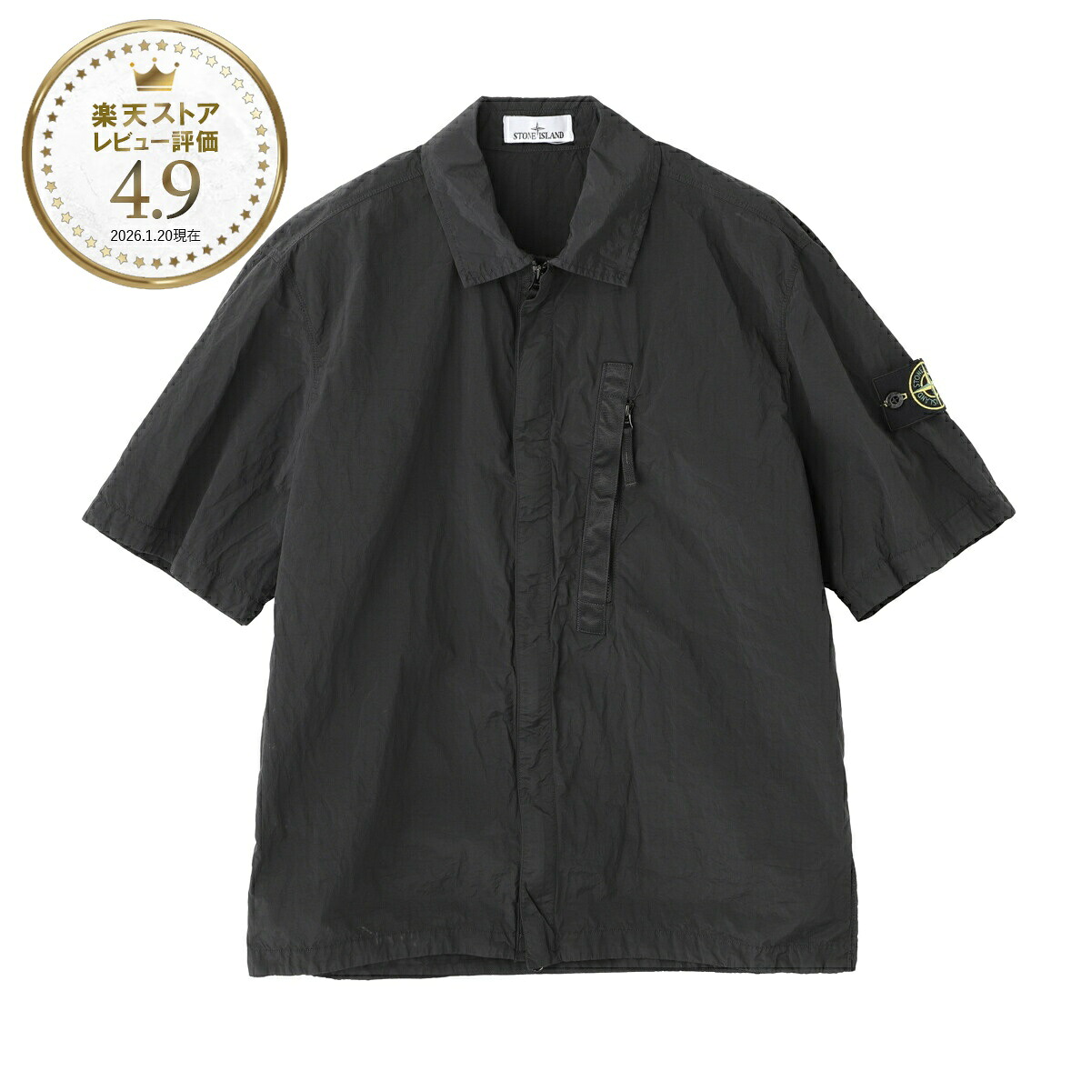 ストーンアイランド STONE ISLAND 半袖シャツ シャツジャケット ブラック メンズ 1200028 NYLON METAL IN ECONYL【返品送料無料】｜モダンブルー店