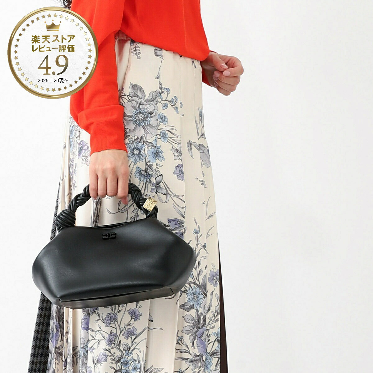 ガニー GANNI ハンドバッグ 2WAY クロスボディバッグ ブラック レディース a5241 099 black BOU BAG SMALL バタフライロゴ リサイクルレザー【返品送料無料】｜モダンブルー店 54,000円