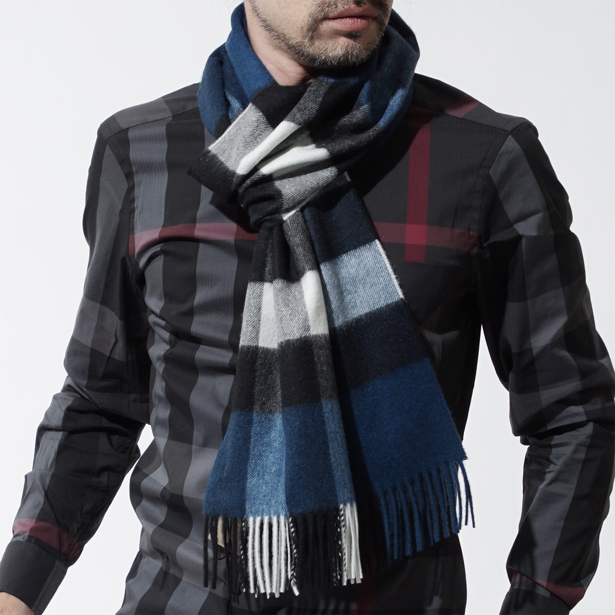 burberry scarf mens blue