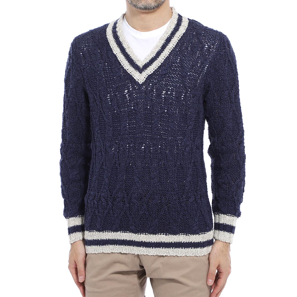 おすすめネット ニット セーター アウトレット ドルモア 002 あす楽対応 関東 返品送料無料 ラッピング無料 D3j481tt メンズ ブルー チルデンニット Drumohr Eastgategroup Ge