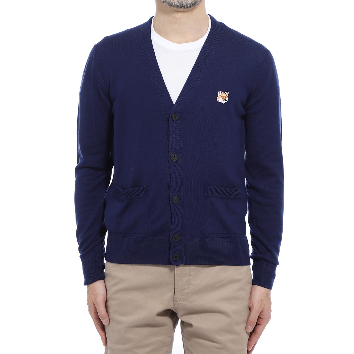 楽天市場 メゾンキツネ Maison Kitsune カーディガン メンズ Emkt1036 Na Merinos Cardigan Fox Head Patch あす楽対応 関東 返品送料無料 ラッピング無料 モダンブルー楽天市場店