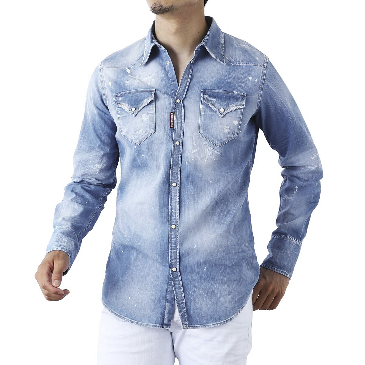 楽天市場 ディースクエアード Dsquared2 デニムシャツ ブルー メンズ S74dm0452 S 470 Western Denim Shirt あす楽対応 関東 返品送料無料 ラッピング無料 モダンブルー楽天市場店