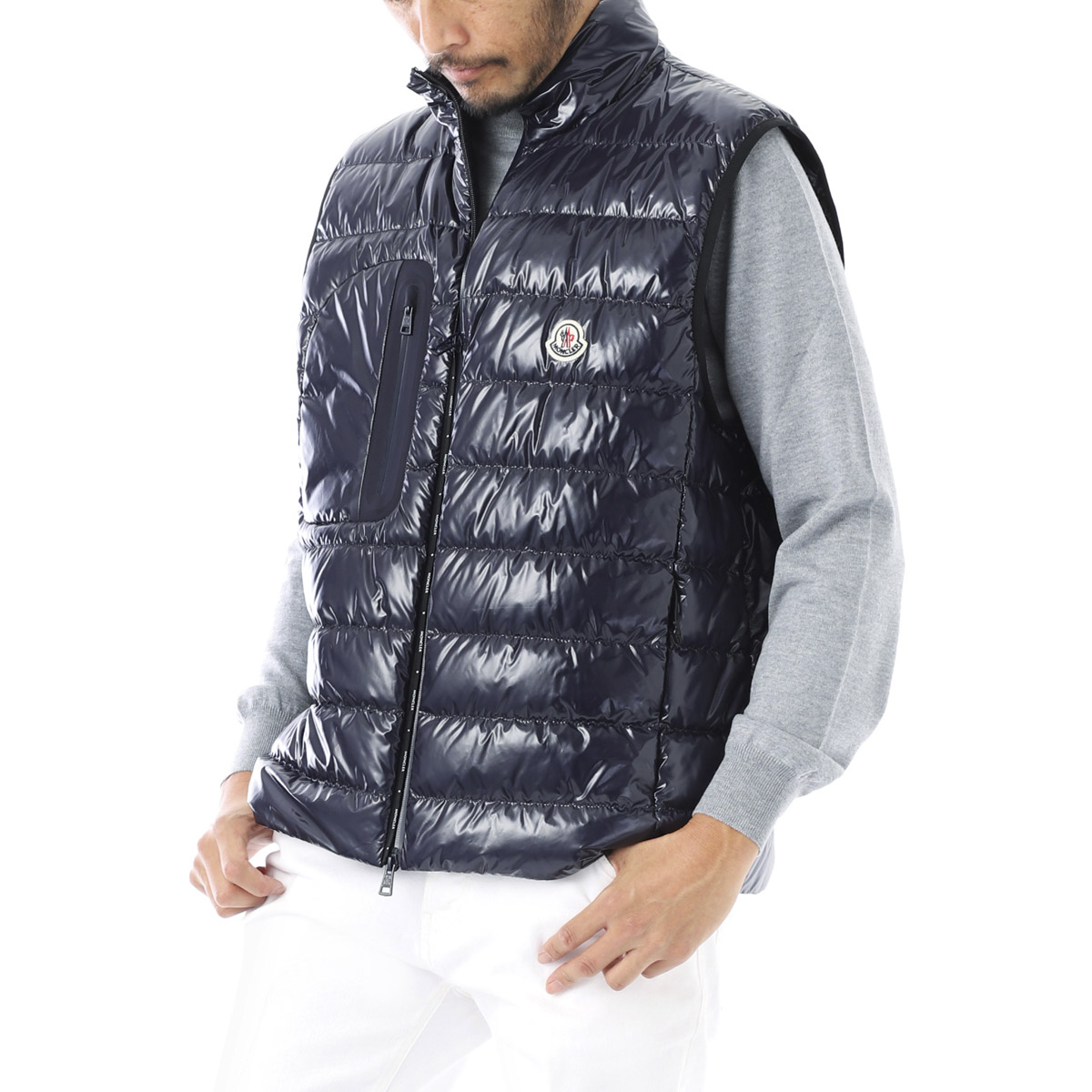 限定特価】 モンクレール MONCLER ダウンベスト ブルー メンズ 大きい