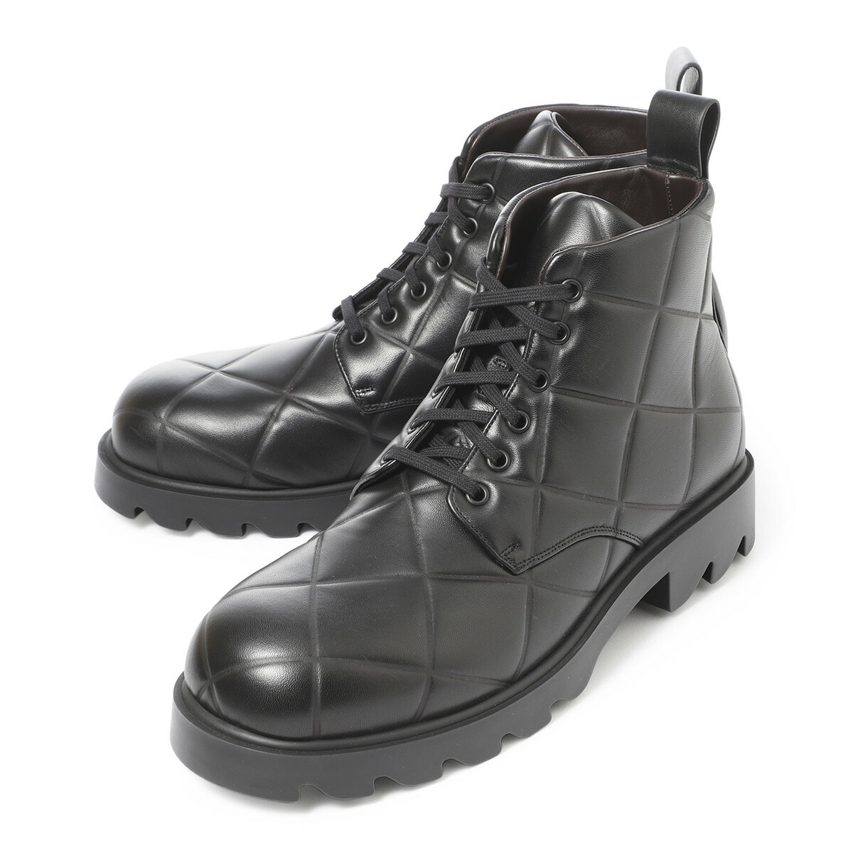 Bottega Veneta パドルアンクルブーツ レースアップ マットラバー シューズ 716201 ブラック 40 (210026