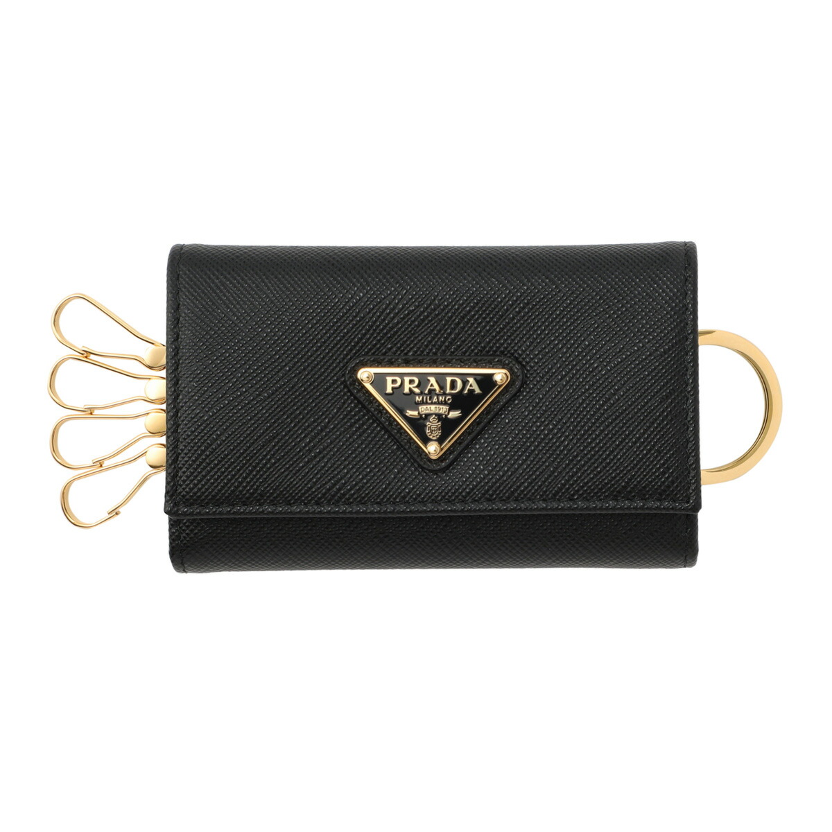 【美品】PRADA プラダ キーケース 三角ロゴ 5連 カード収納有 ブラック 美品】PRADA プラダ キーケース 三角ロゴ 5連 カード収納有 ブラック