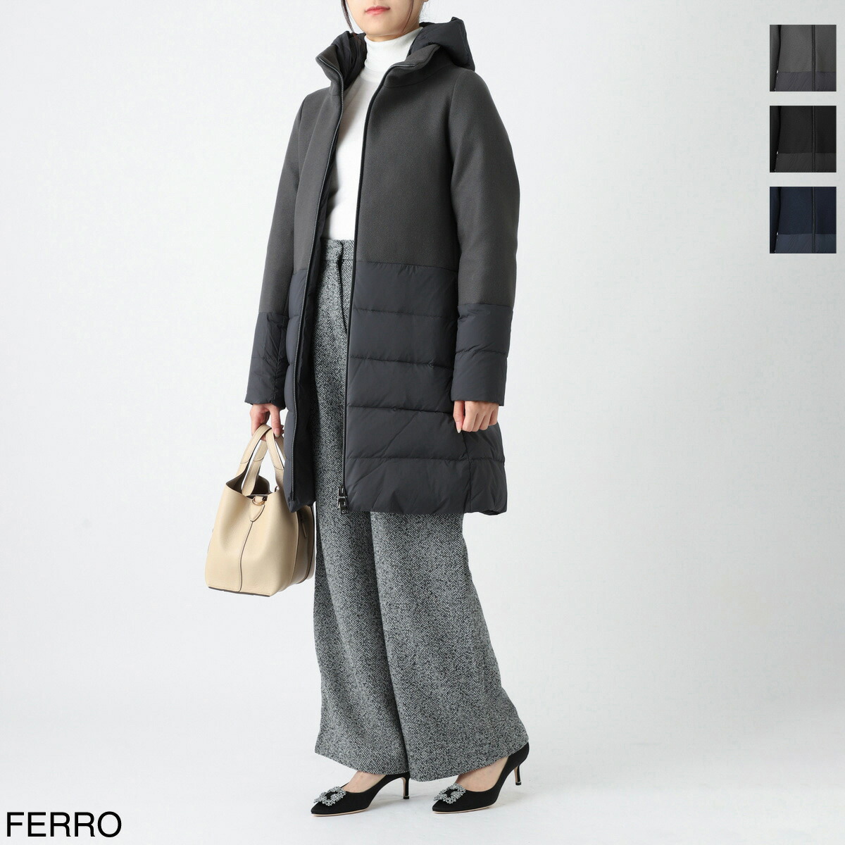 【関税・送料込】HERNO 24AW A-Shape エコウールナイロン コート 関税・送料込】HERNO 24AW ナイロン＆モノグラム Aシェイプ