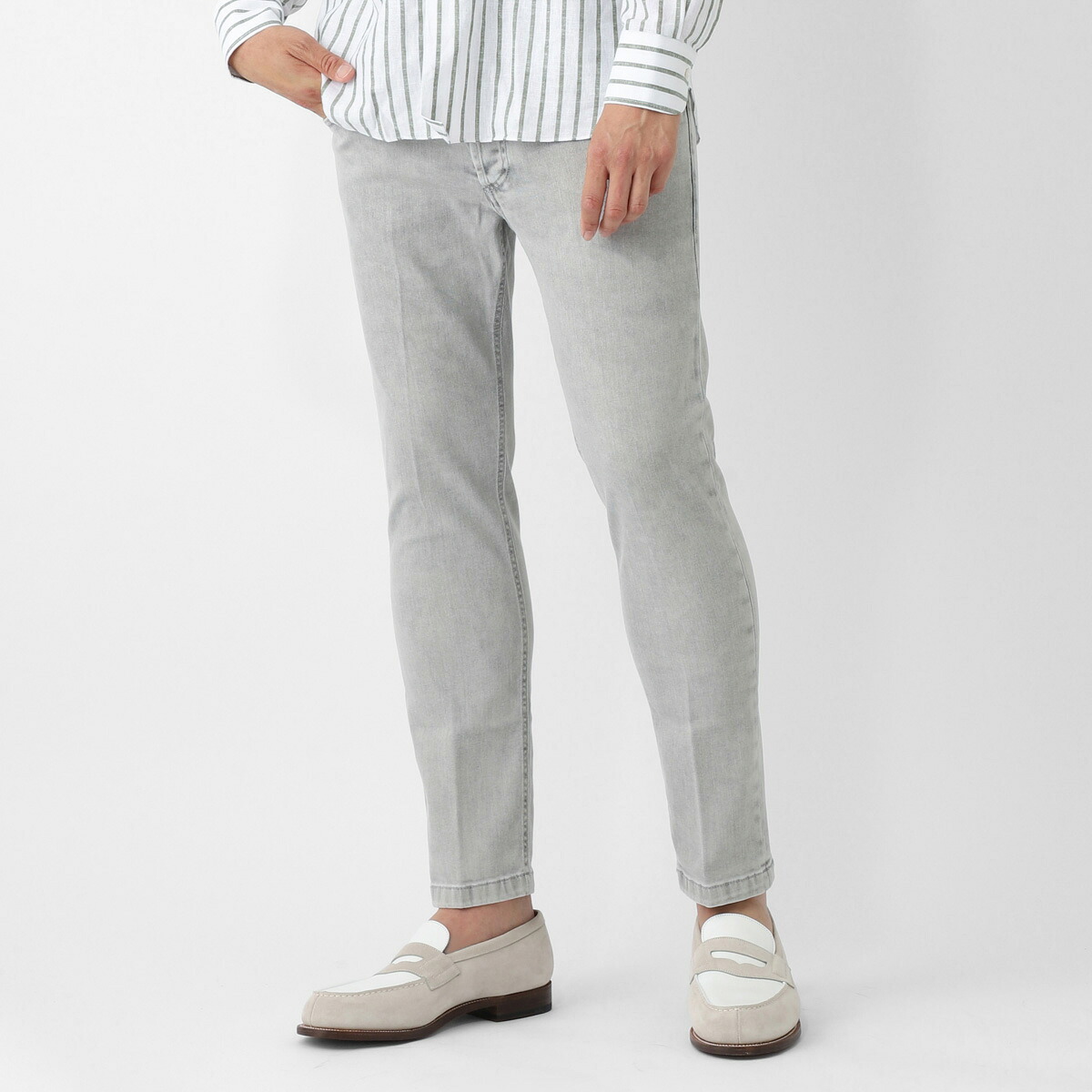 【アウトレット】アントレアミ entre amis ボタンフライジーンズ グレー メンズ 8177 344l6004 var1 5 TK DENIM CORTO【返品送料無料】