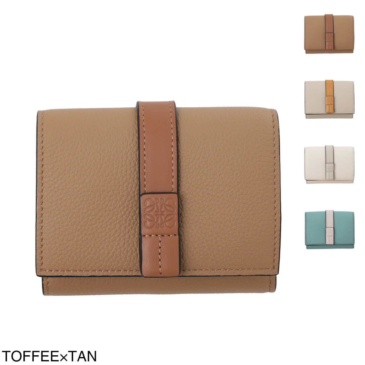 LOEWE 三つ折り財布 C660S86X04 2463 Small vertical wallet in soft grained calfskin Beige - LOEWE