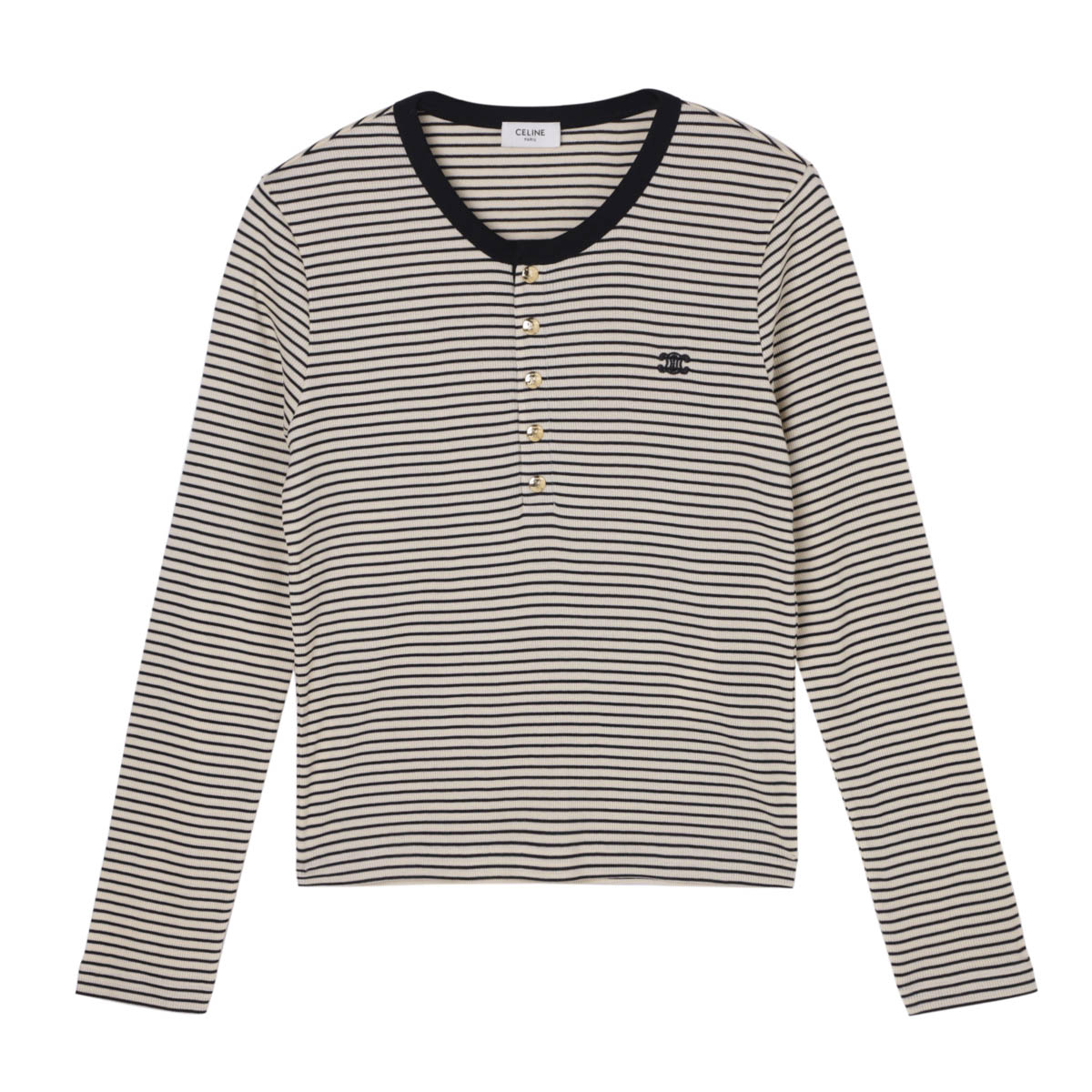 CELINE 白黒ストライプ 長袖Tシャツ セリーヌ CELINE CELINE シャツ 2C837466X 長袖 クロップド