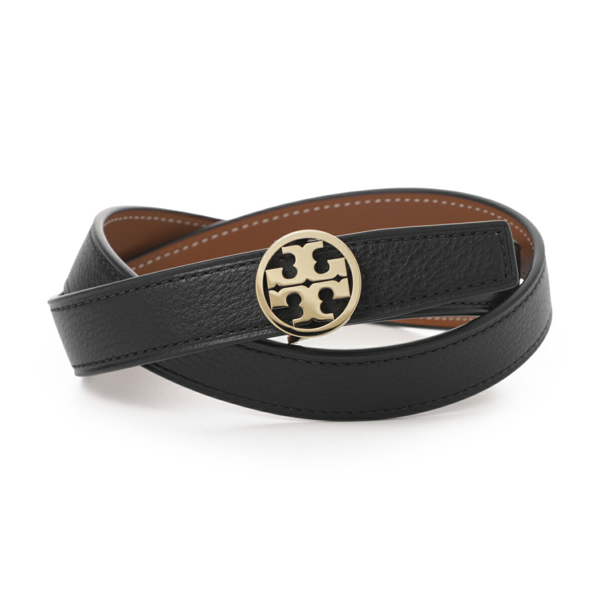 トリーバーチベルト TORY BURCH トリーバーチ ナローベルト 1 MILLER PEBBLED POWDER