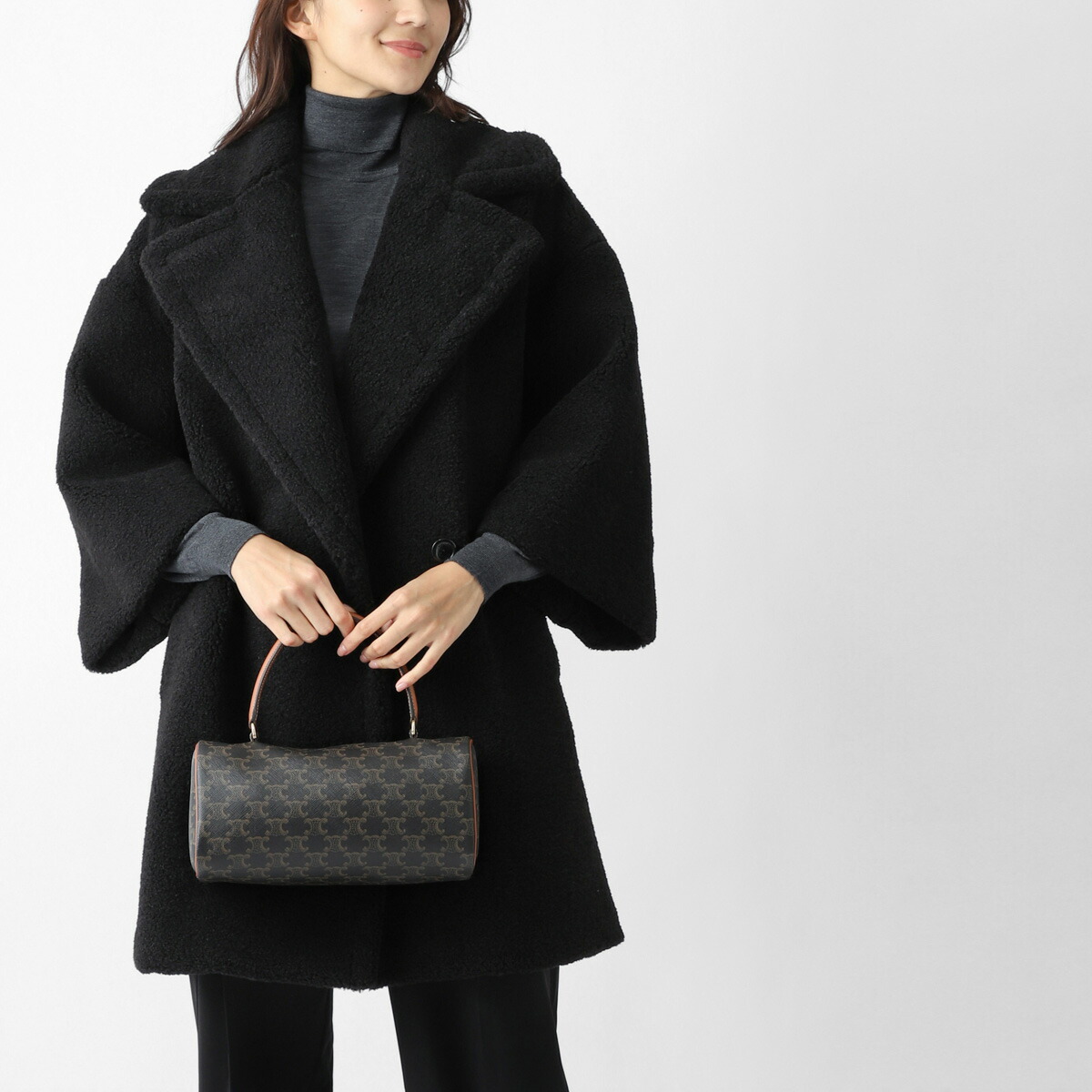 楽天市場】ヘルノ コート ハイネック カーリーフェイクファー ブラウン