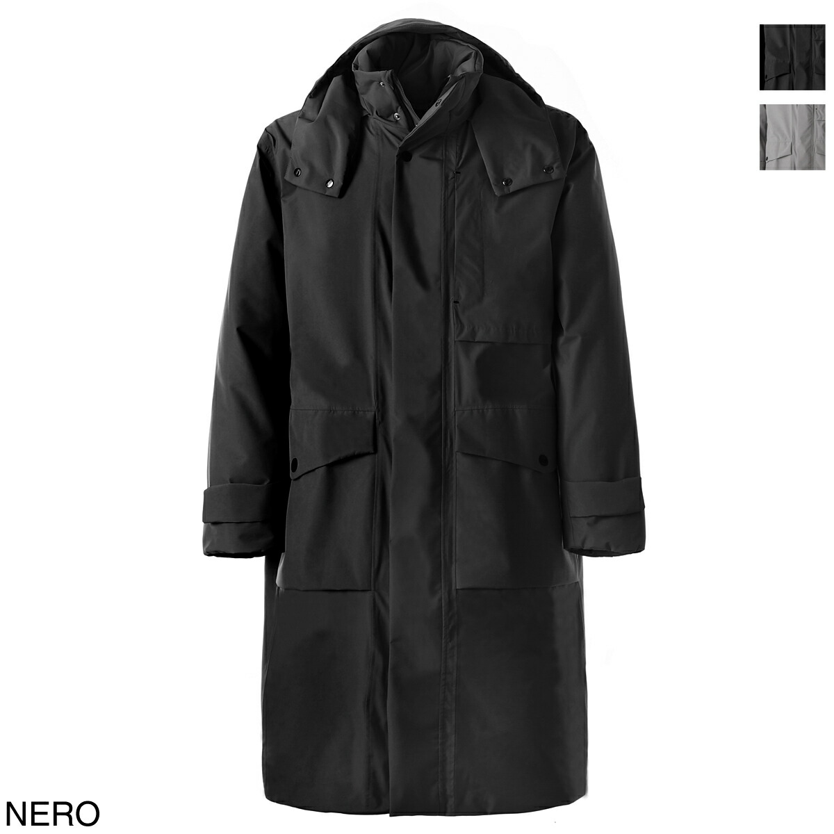 美品★HERNO｜25SS 胸元 Hロゴ ステンカラー 中綿コート 黒 14 HERNO ヘルノ ステンカラーコート【大きいサイズあり】 メンズ