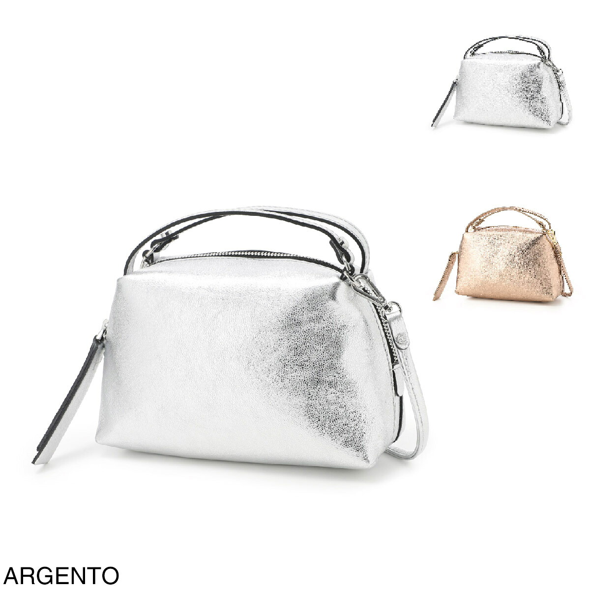 ジャンニ キアリーニ GIANNI CHIARINI ハンドバッグ 2WAY ショルダーバッグ レディース bs8145 vncmet 359 argento ALIFA S アリファ メタリック シルバー【返品送料無料】[2026SS]
