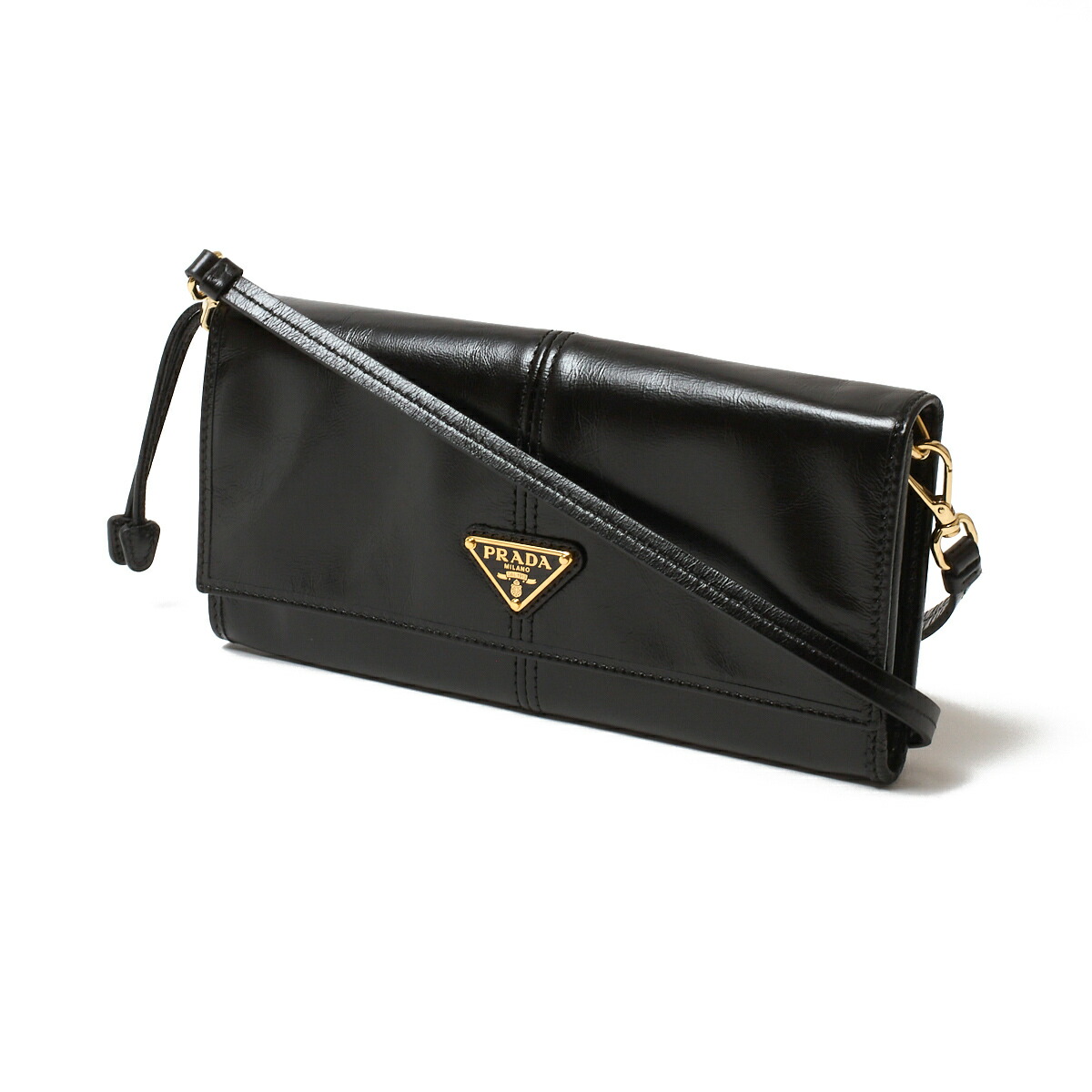 プラダ PRADA 長財布 ストラップ付き ウォレットバッグ ブラック レディース 1mt036 2cyr f0002【返品送料無料】