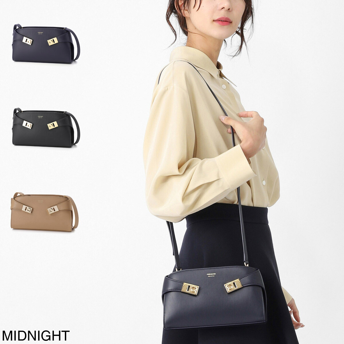 フェラガモ FERRAGAMO ショルダーバッグ クロスボディバッグ レディース hug s 218964 774622 midnight HUG MINI CROSSBODY BAG ハグ【返品送料無料】[2026SS]