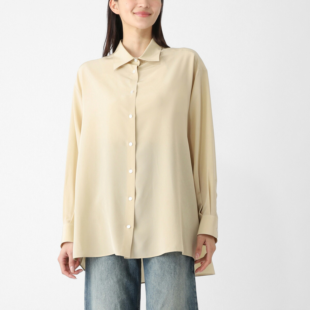 ザ ロウ THE ROW オーバーサイズ シャツ ベージュ レディース 5648 w4296 btt LUKA SHIRT シルク【返品送料無料】 122,000円