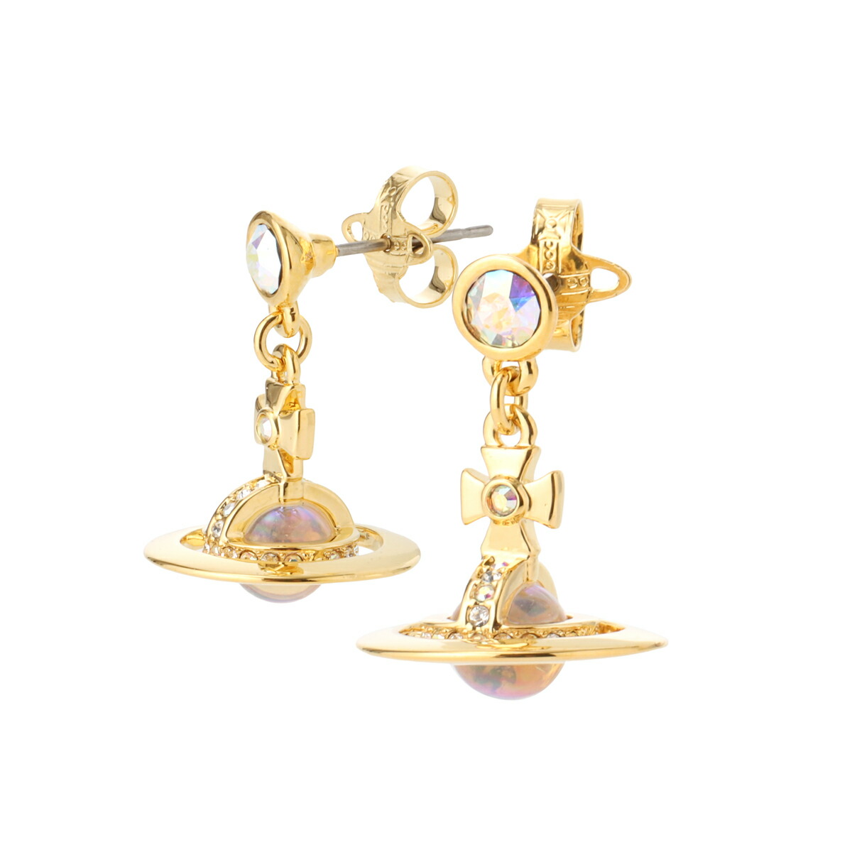 ヴィヴィアンウエストウッド Vivienne Westwood 両耳ピアス ゴールド レディース 62020032 02r995 r995 gold crystalab whitecrystal NEW PETITE ORB EARRINGS【返品交換不可】[2026SS]