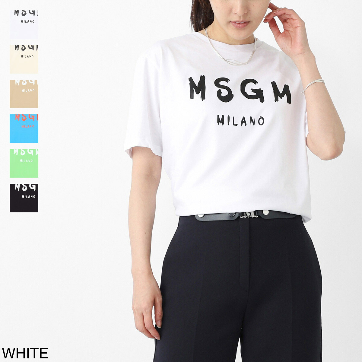 エムエスジーエム MSGM クルーネックTシャツ KIDS キッズ ガールズ ボーイズ レディース s6msjuth001 001 bianco white ロゴ プリントTシャツ ロゴT【返品送料無料】[2026SS]