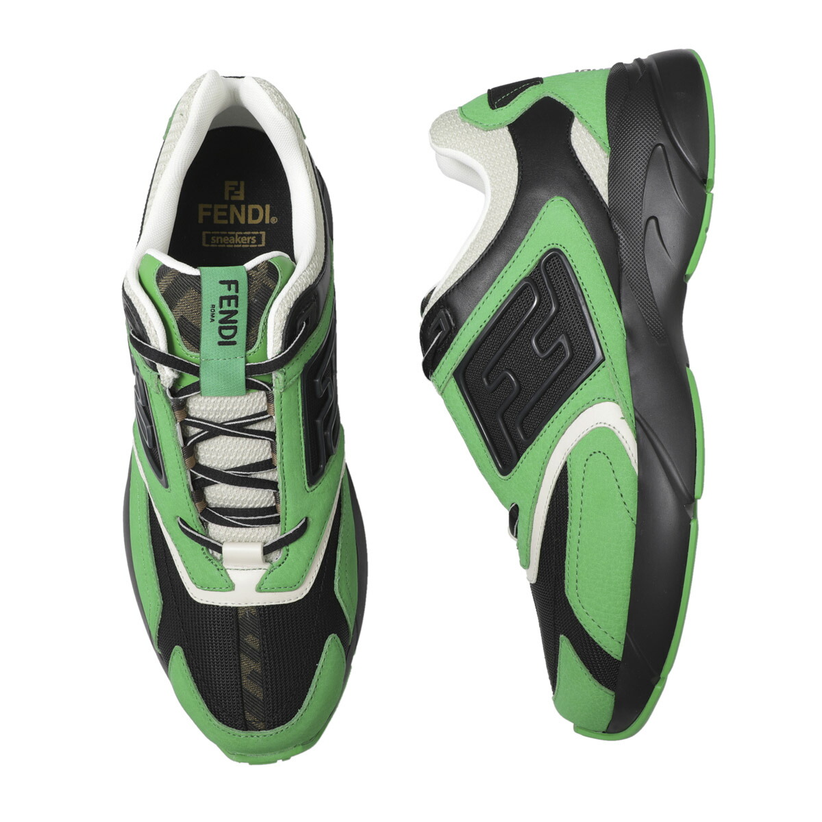 【楽天市場】【訳あり】【アウトレット】フェンディ FENDI スニーカー グリーン 7e1555 akx6 FASTER TRAINERS