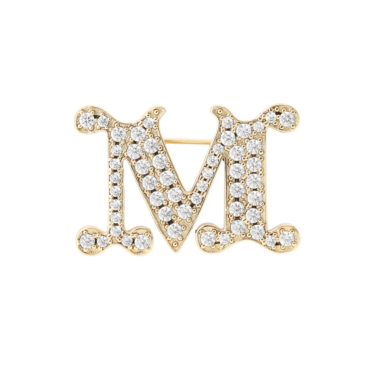 【訳あり】【アウトレット】マックスマーラ Max Mara ブローチ ゴールド レディース FACELLA ブローチ クリスタル ミニ Mロゴ ピンバッジ【返品交換不可】｜モダンブルー店