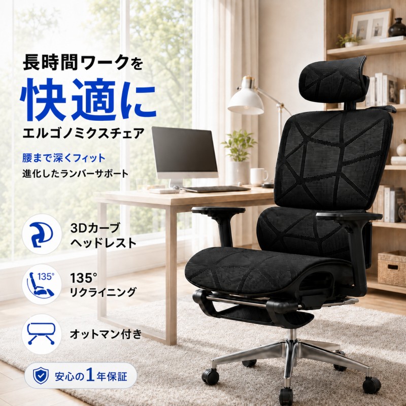 【即納】エルゴノミクスチェア ご機嫌うしろ側 メッシュ ランバーサポート付き添い人 135°リクライニング 昇降式 事務室女性議長 事務机女性議長 万物の霊長科学技術 腰痛打つ手 在宅仕え奉る ゲーミングチェア