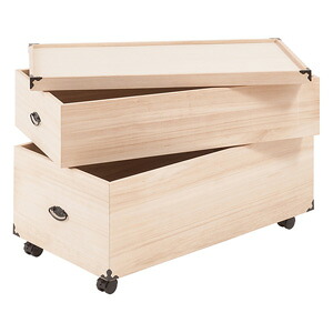 総桐押入れ収納ケース 2段 高さ54.5cm gb-0018 ◆送料無料◆［桐ケース 収納箱 桐箱 桐衣装ケース 押入れケース 桐家具 キャスター付き］｜マッキー